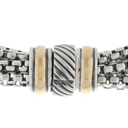 David Yurman Sterling Silver 18K Yellow Gold Freshwater Cultured Pearl Blue Topaz Multi Strand Necklace 4 of 5