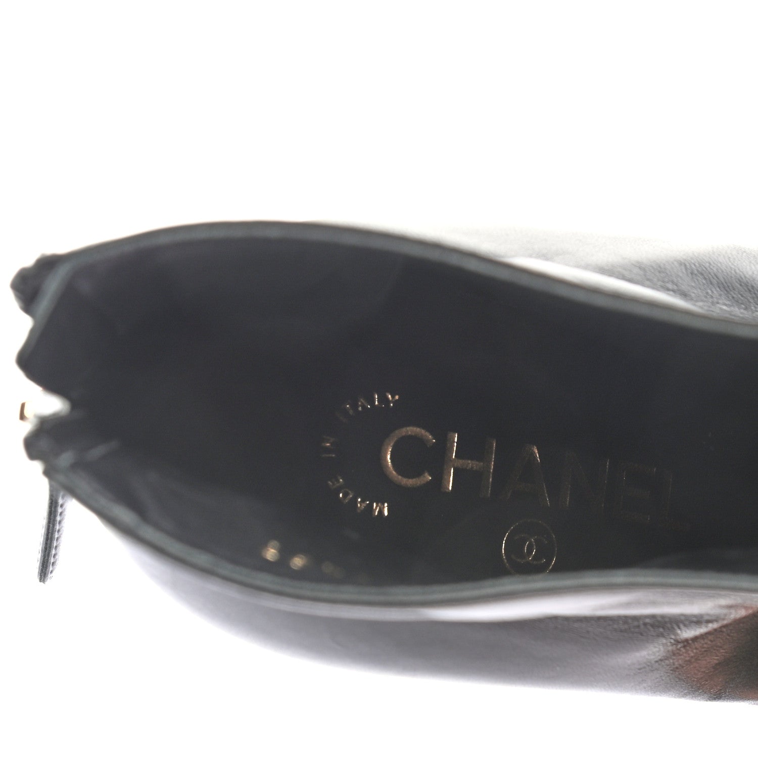 Chanel Lambskin Patent Cap Toe Pearl Camellia CC Short Boot 37.5 Black 7 of 8