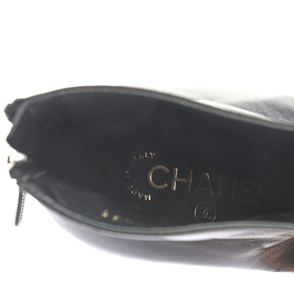 Chanel Lambskin Patent Cap Toe Pearl Camellia CC Short Boot 37.5 Black 7 of 8