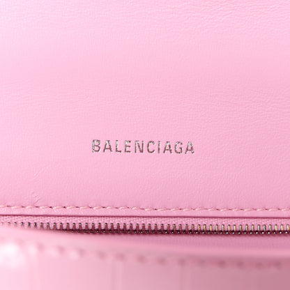 Balenciaga Semi Shiny Calfskin Crocodile Embossed Small Hourglass Top Handle Bag Candy Pink 6 of 12