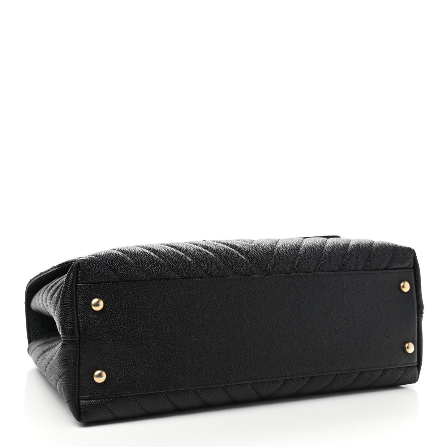Caviar Chevron Quilted Medium Coco Handle Flap Black