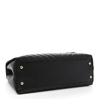 Chanel Caviar Chevron Quilted Medium Coco Handle Flap Black 4 of 11