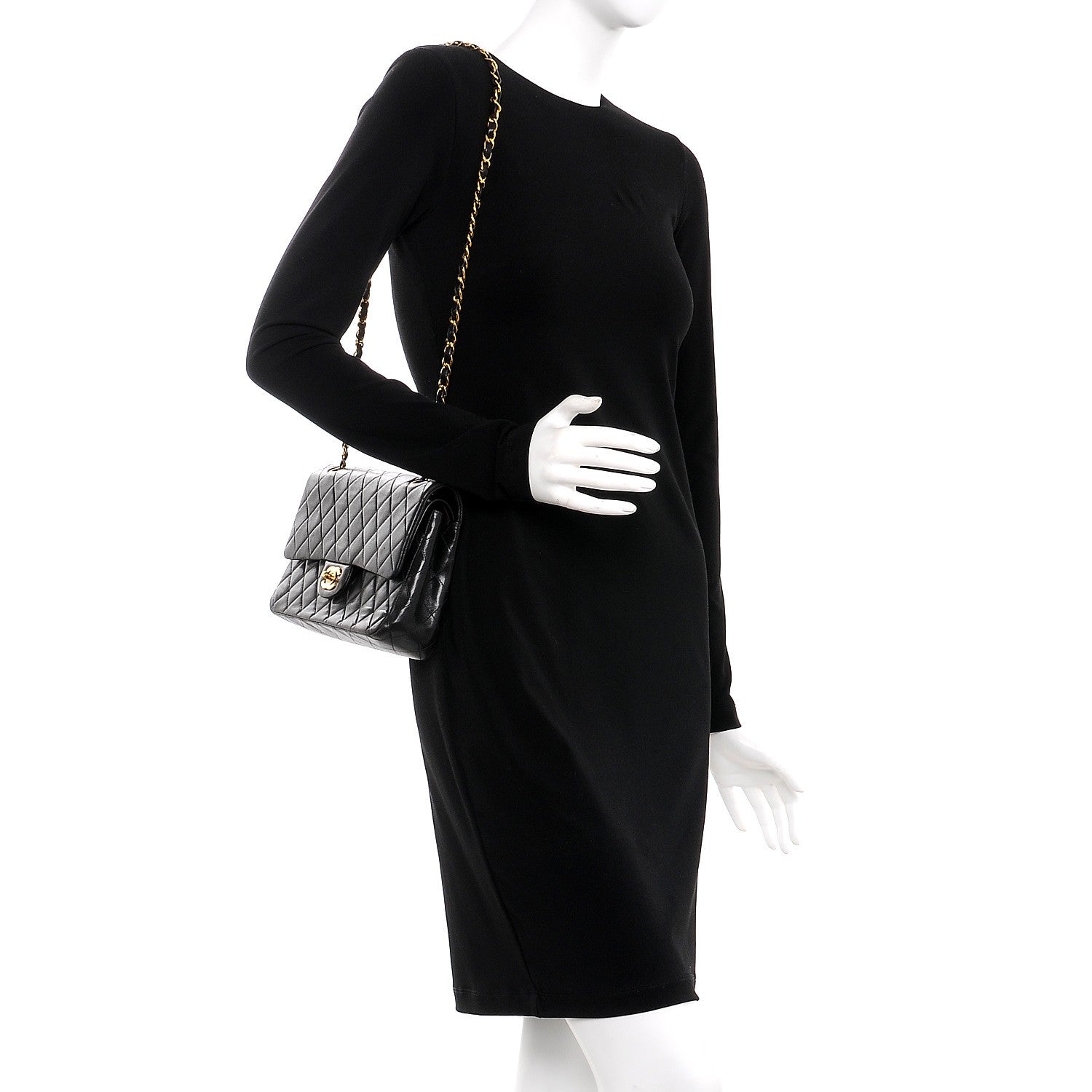 Chanel Lambskin Quilted Medium Double Flap Black 2 of 8