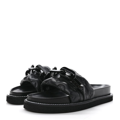 Louis Vuitton Calfskin Embossed Monogram Sunset Flat Comfort Mule 39 Black 3 of 9