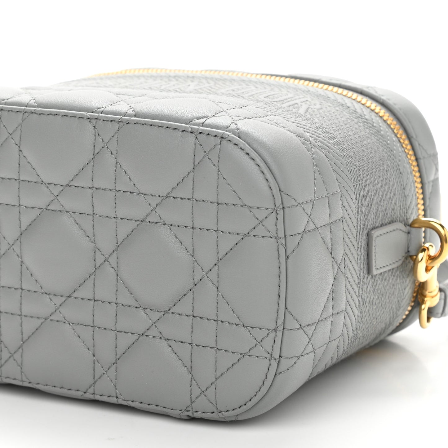 Lambskin Cannage Small Diortravel Vanity Case Grey