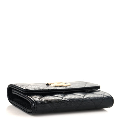 Chanel Caviar Quilted CC Glitter Flap Card Holder Black Black 4 of 8