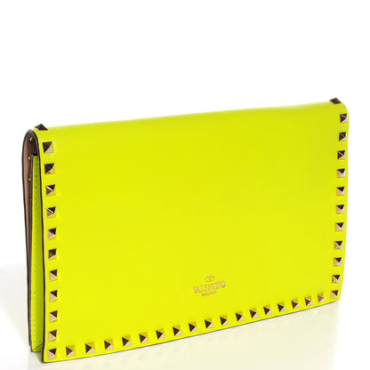 Valentino Garavani Nappa Rockstud Wristlet Clutch Yellow Fluo 3 of 6