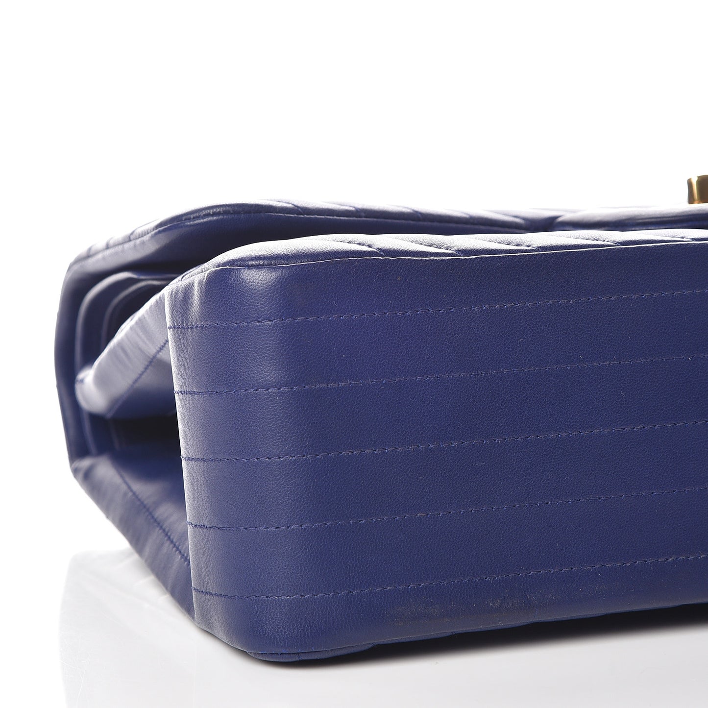 Lambskin Chevron Quilted Jumbo Double Flap Blue