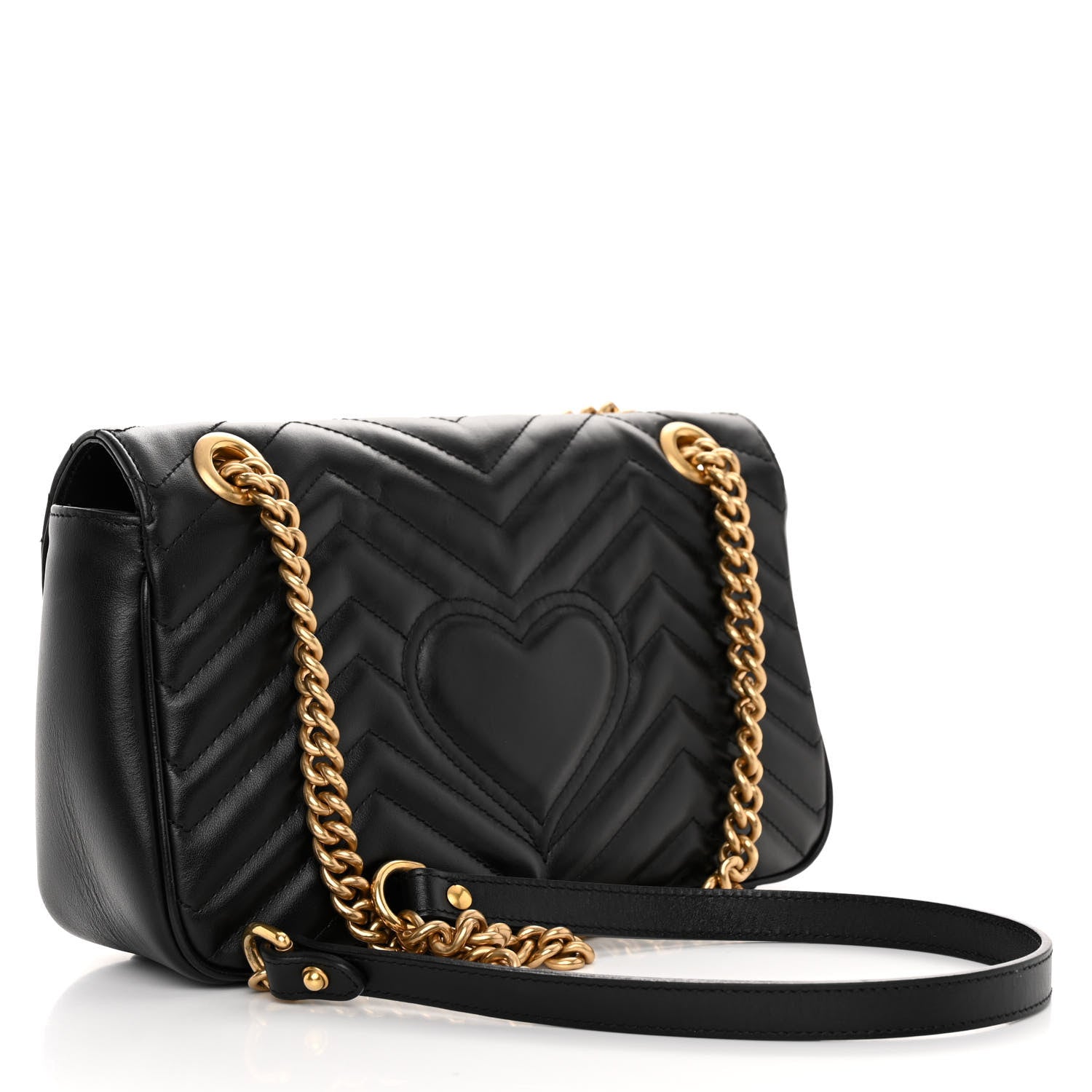 Gucci Calfskin Matelasse Small GG Marmont Shoulder Bag Black 3 of 9
