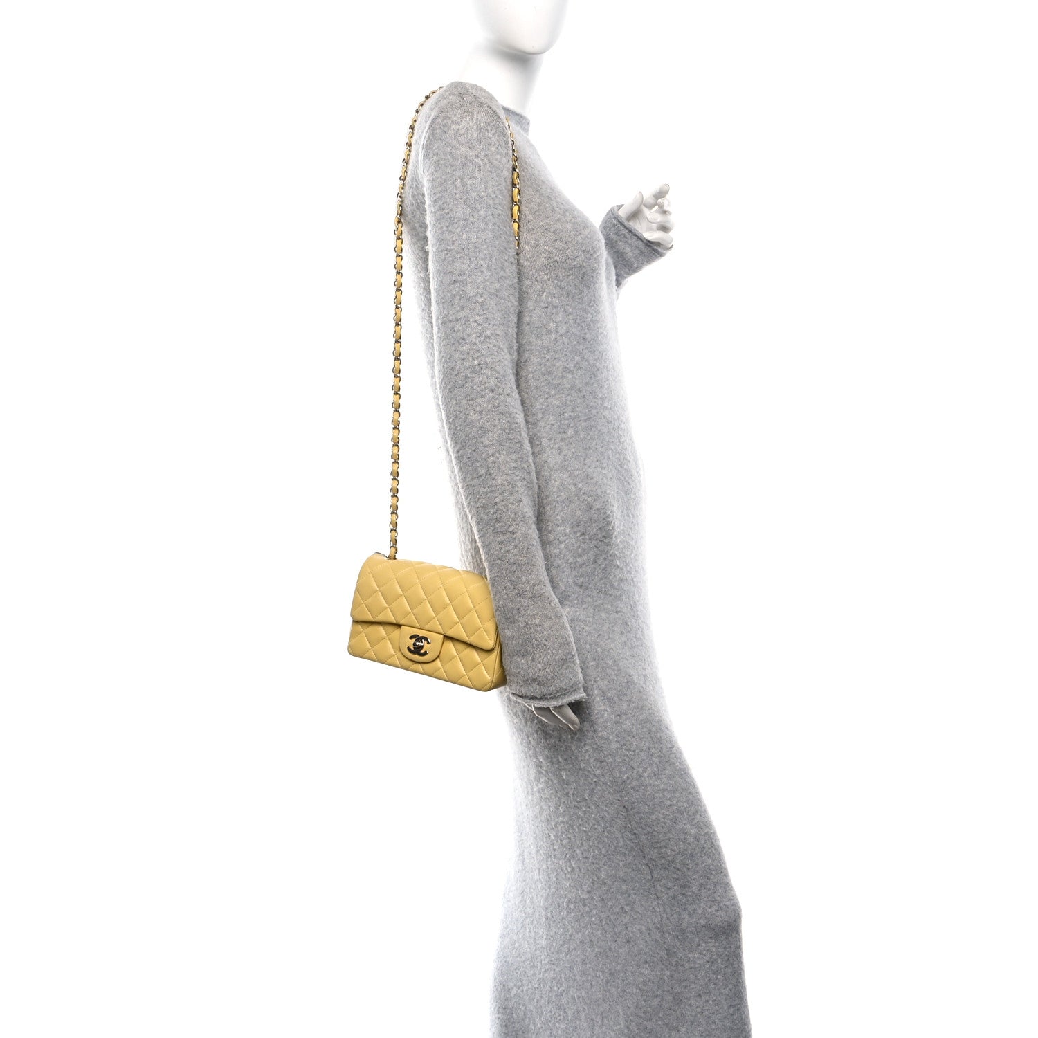 Chanel Lambskin Quilted Mini Rectangular Flap Yellow 2 of 10