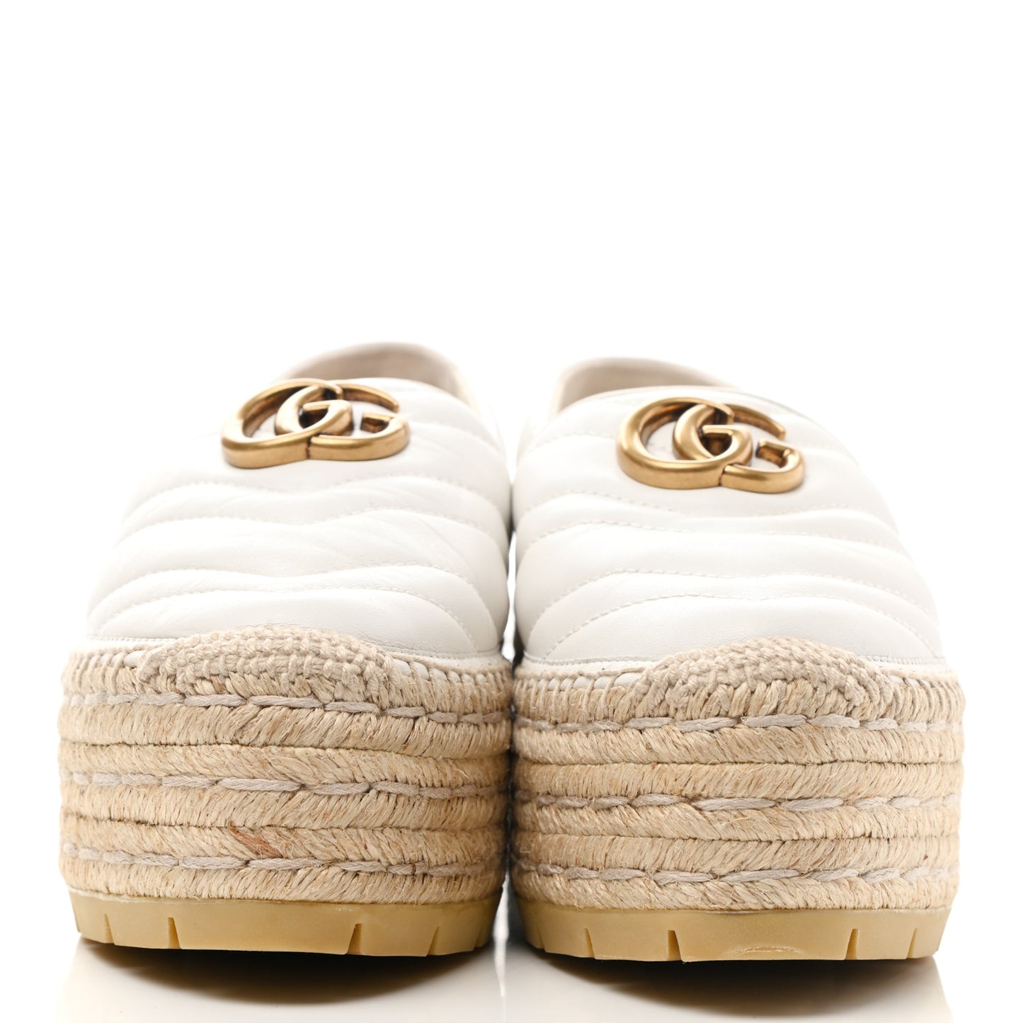 Nappa Matelasse GG Marmont Platform Espadrilles 38 Great White