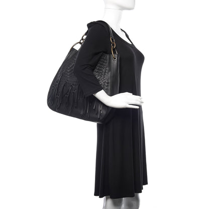 Bottega Veneta Nappa Intrecciato Fringe Large Brio Loop Hobo Black 2 of 11