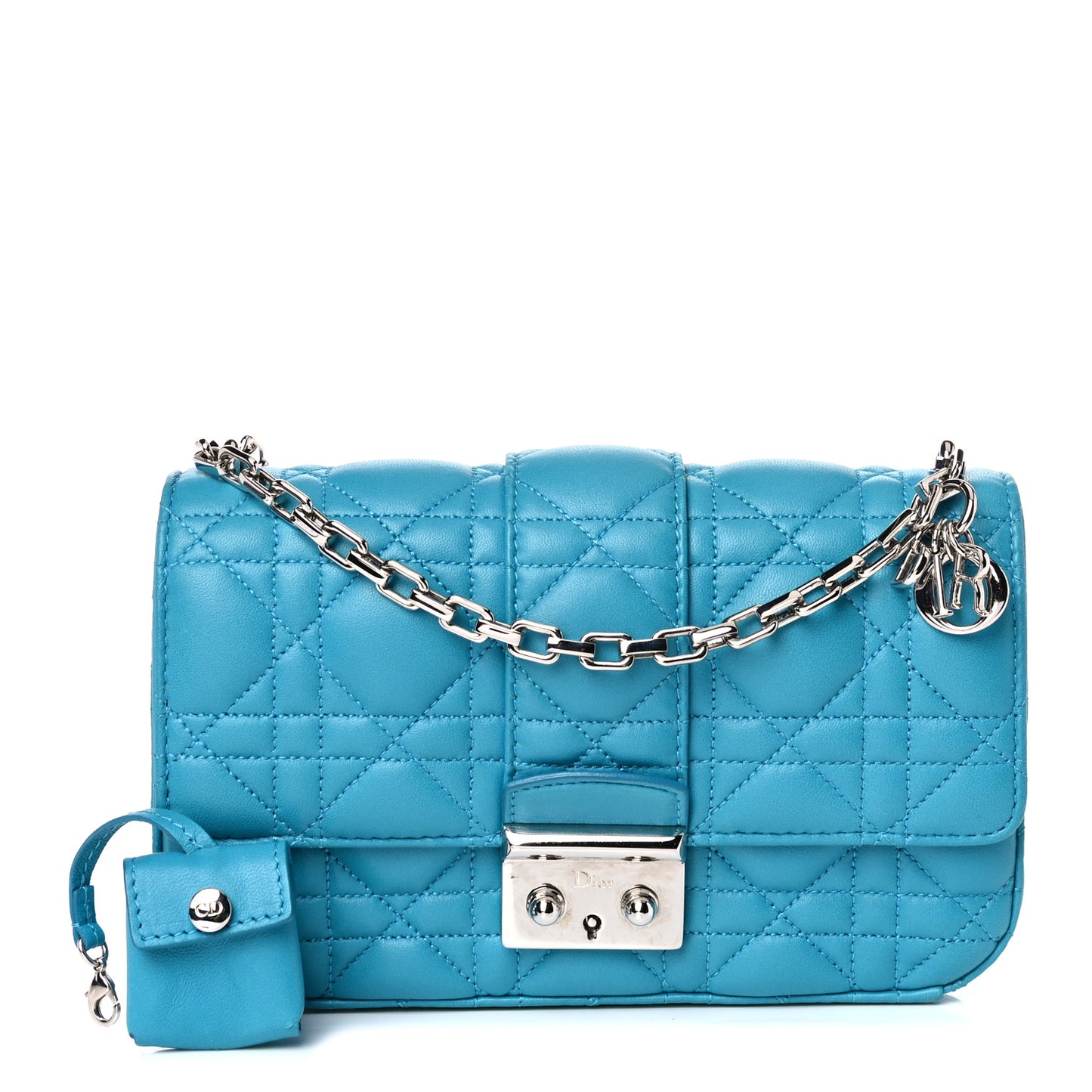 Lambskin Cannage Mini New Lock Pouch Blue