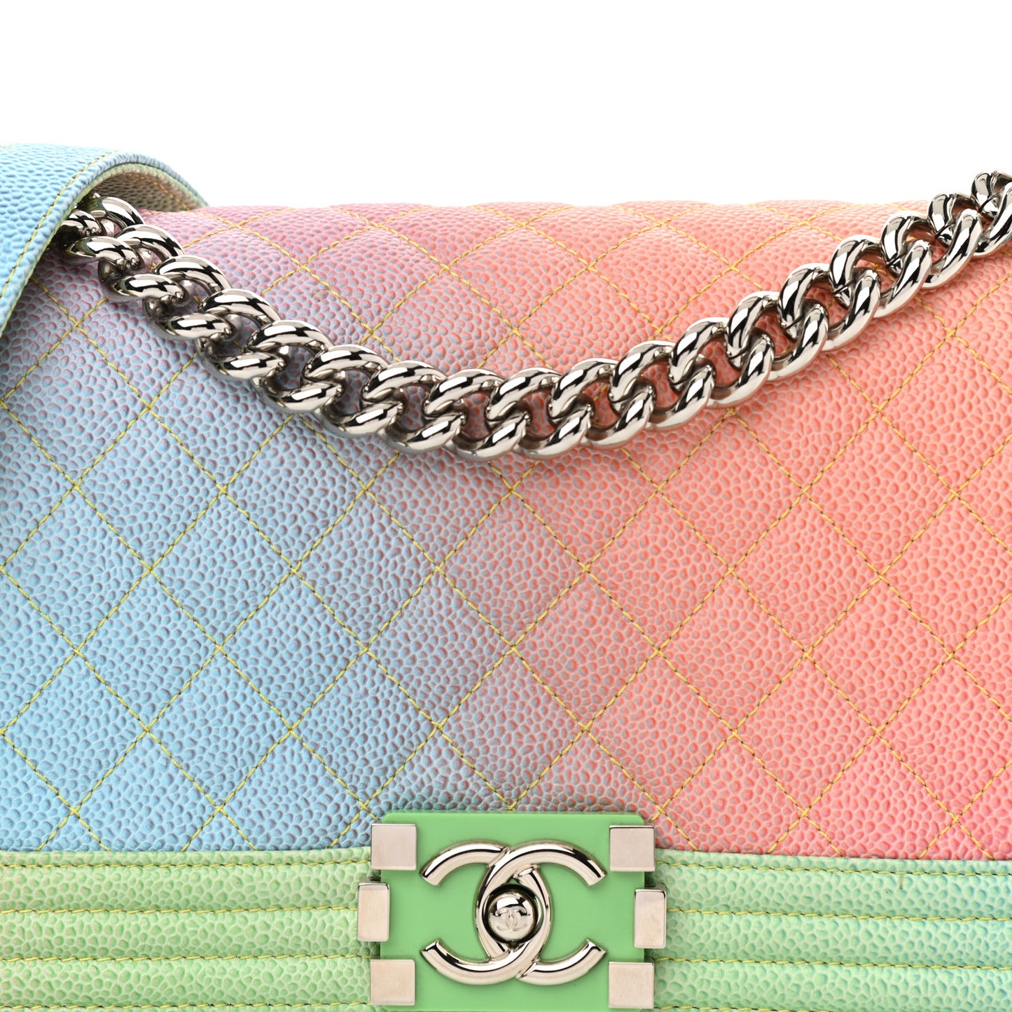 Caviar Quilted Medium Cuba Rainbow Boy Flap Multicolor