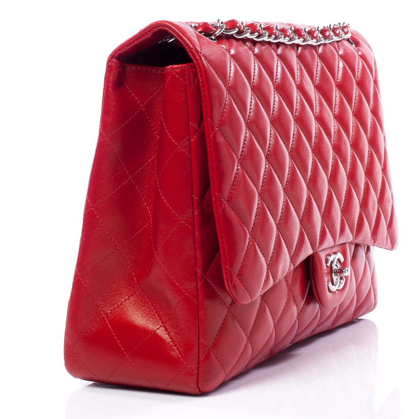Lambskin Maxi Single Flap Red