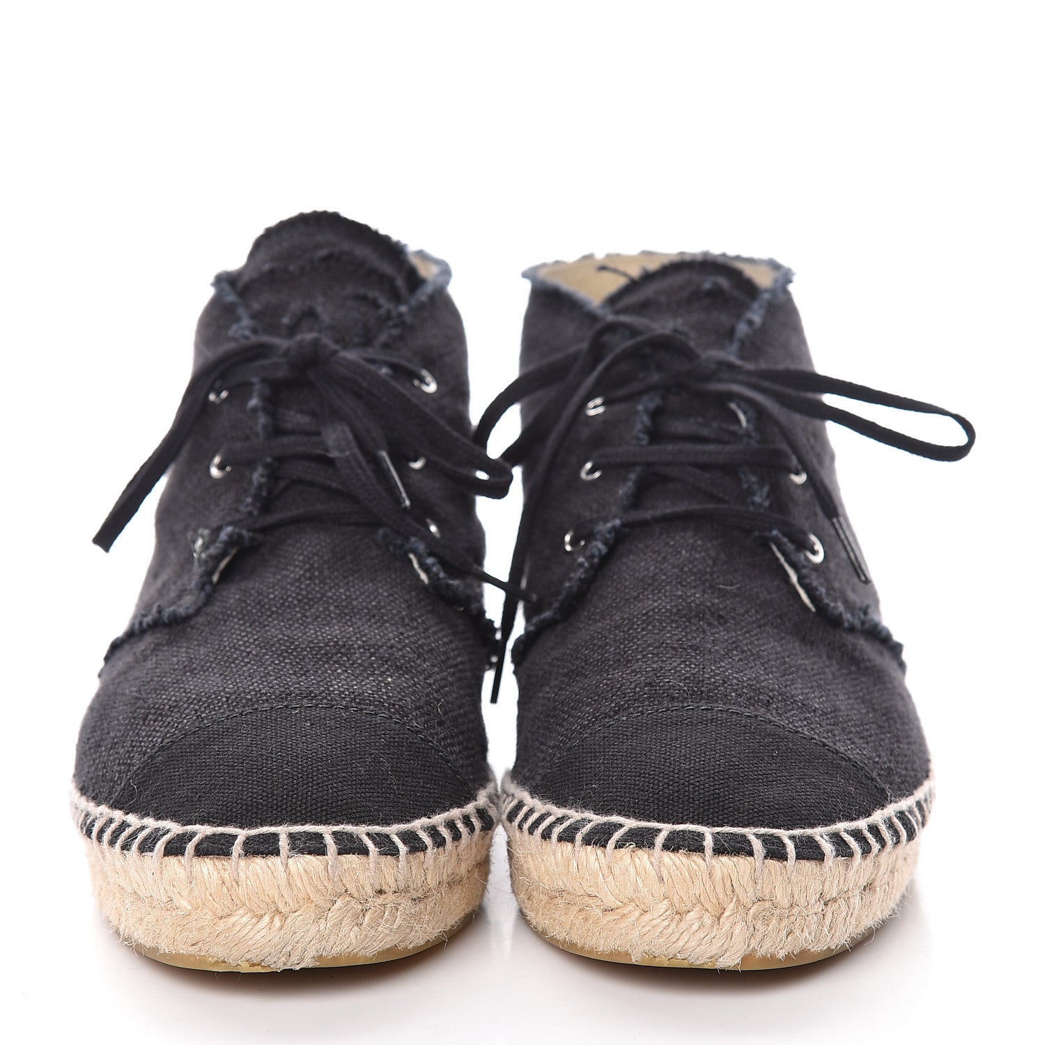 Chanel Canvas Lace Up Espadrilles 39 Black 2 of 13