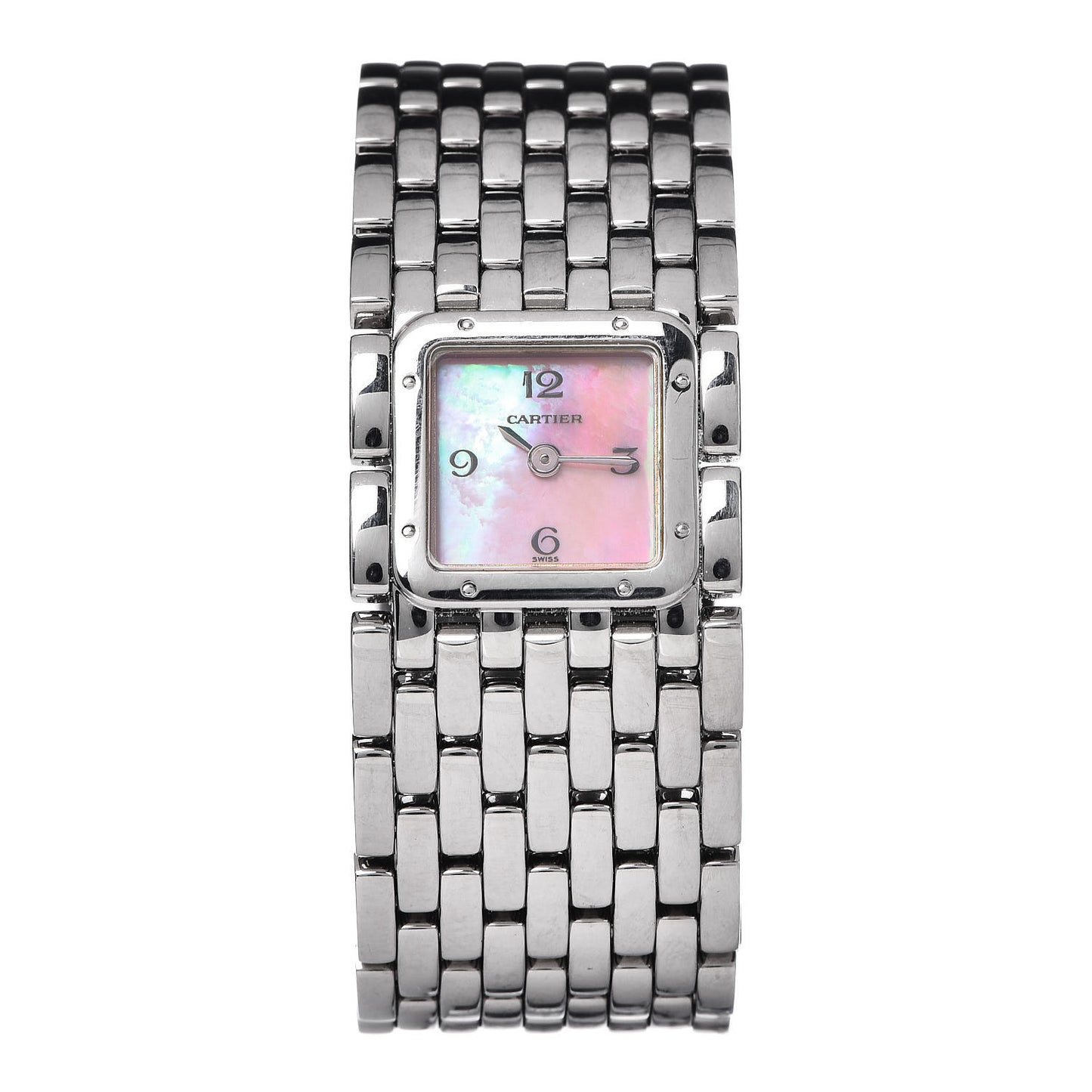 Stainless Steel Pink Mother of Pearl 21mm Panthere Ruban Quartz Watch