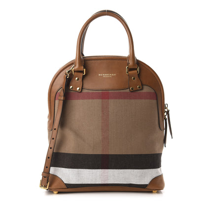 Burberry Canvas Mega Check Calfskin Medium Bloomsbury Saddle Brown 1 of 12