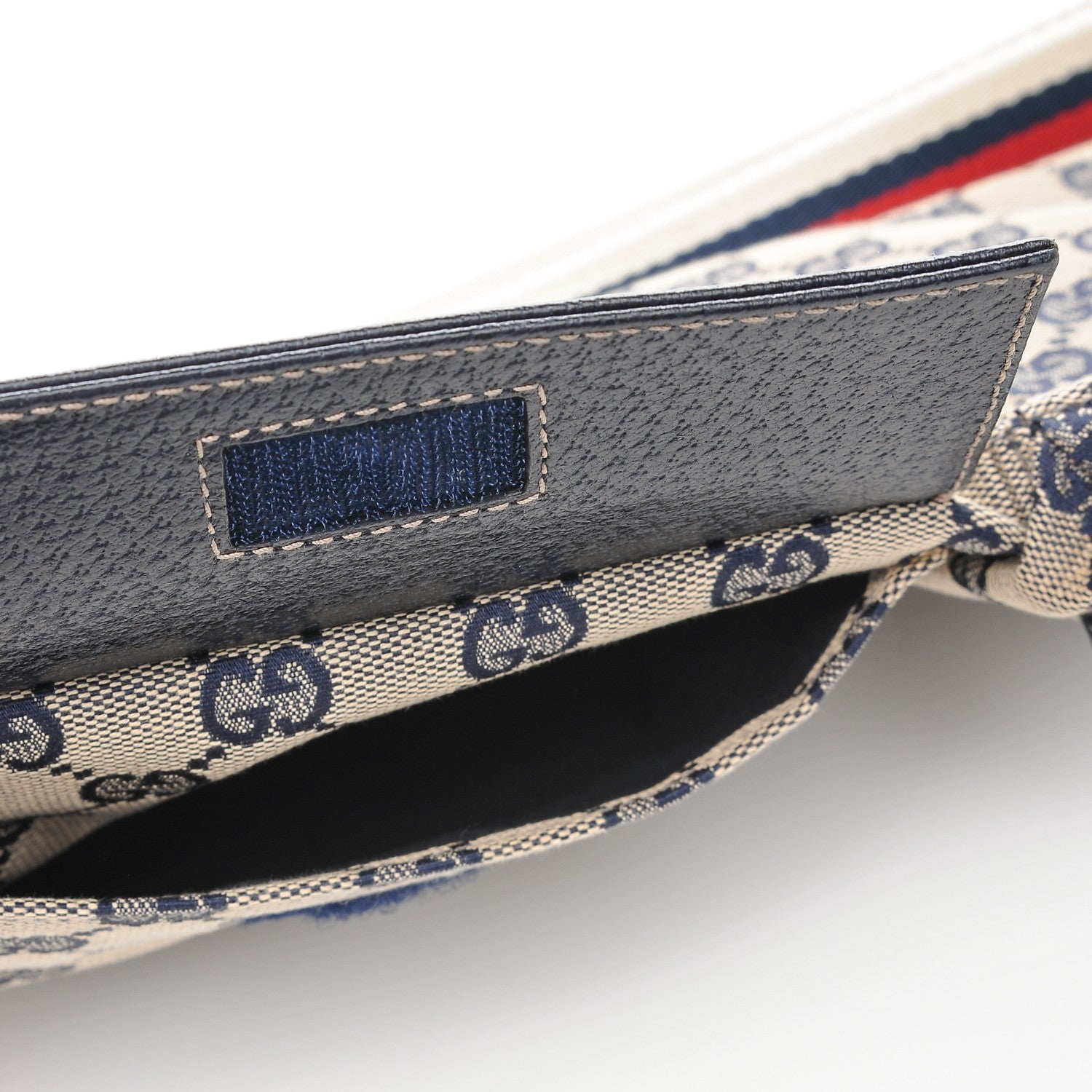Gucci GG Monogram Web Double Pocket Belt Bag Navy 5 of 10