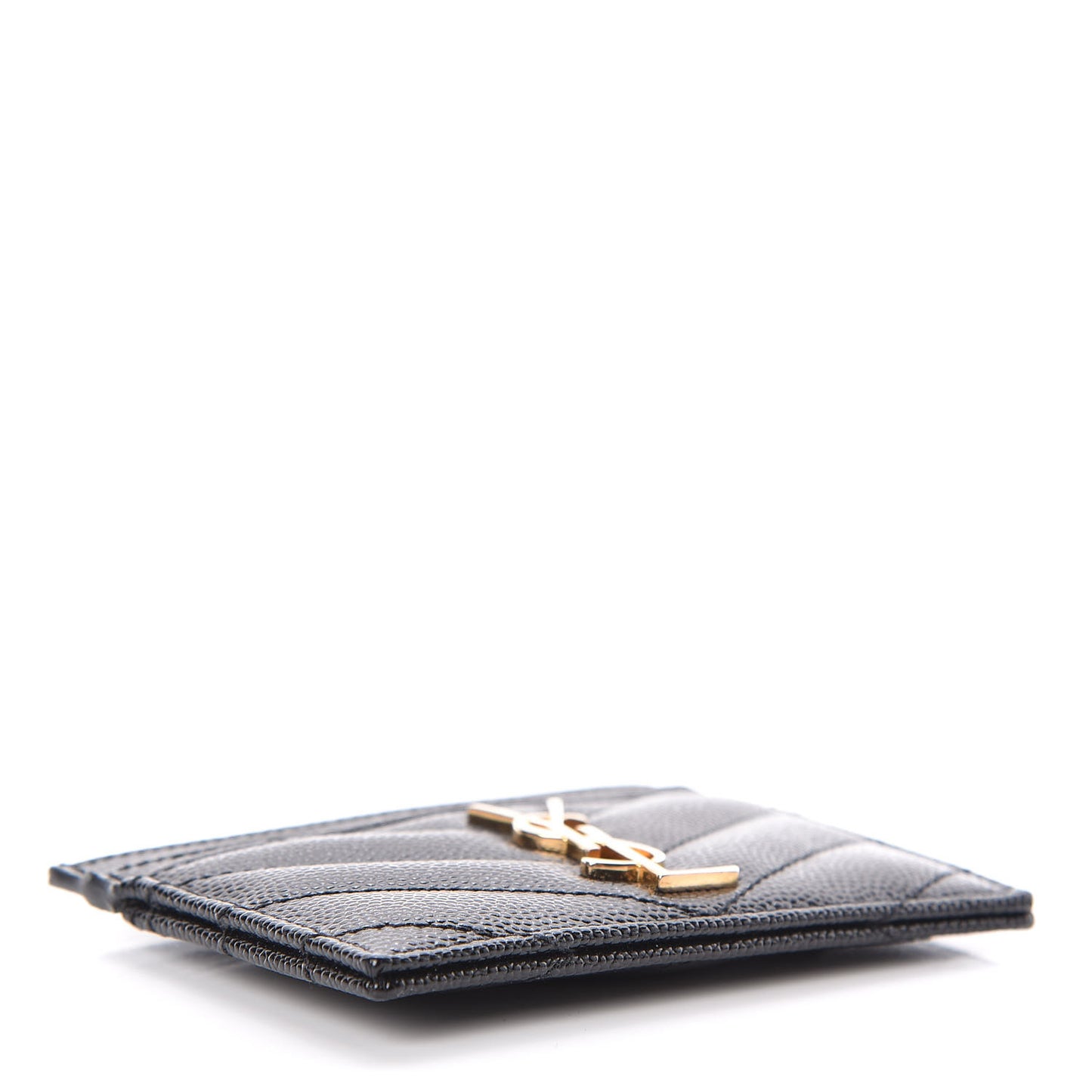 Grain De Poudre Matelasse Chevron Monogram Credit Card Case Black