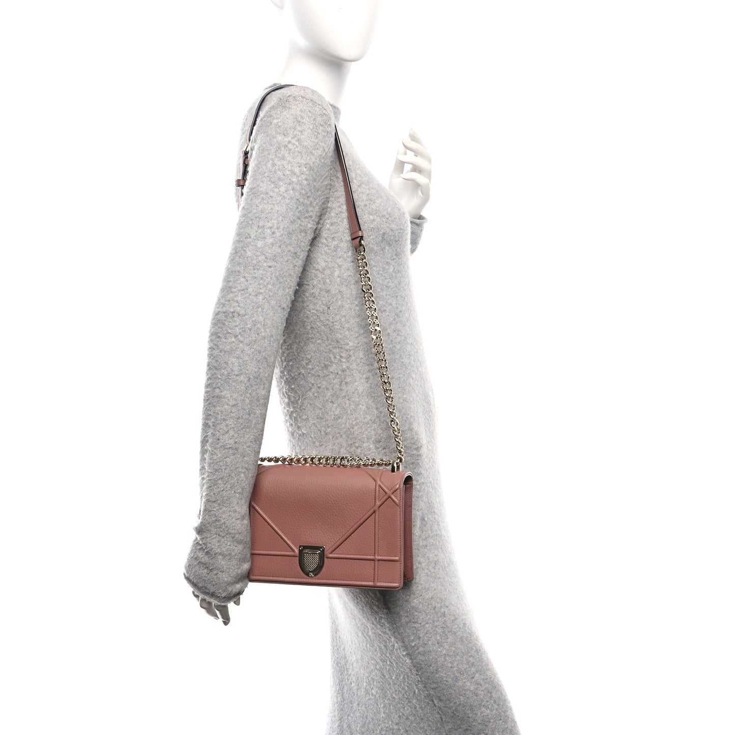 Grained Calfskin Medium Diorama Flap Bag Rust