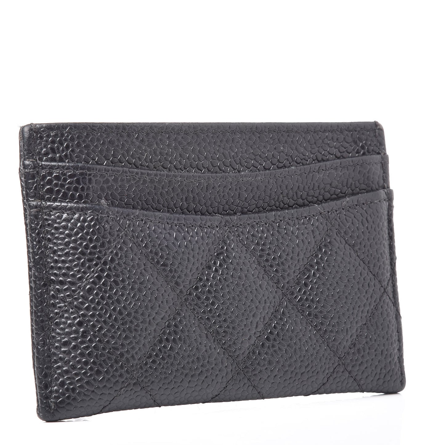 Caviar Quilted Card Holder Black