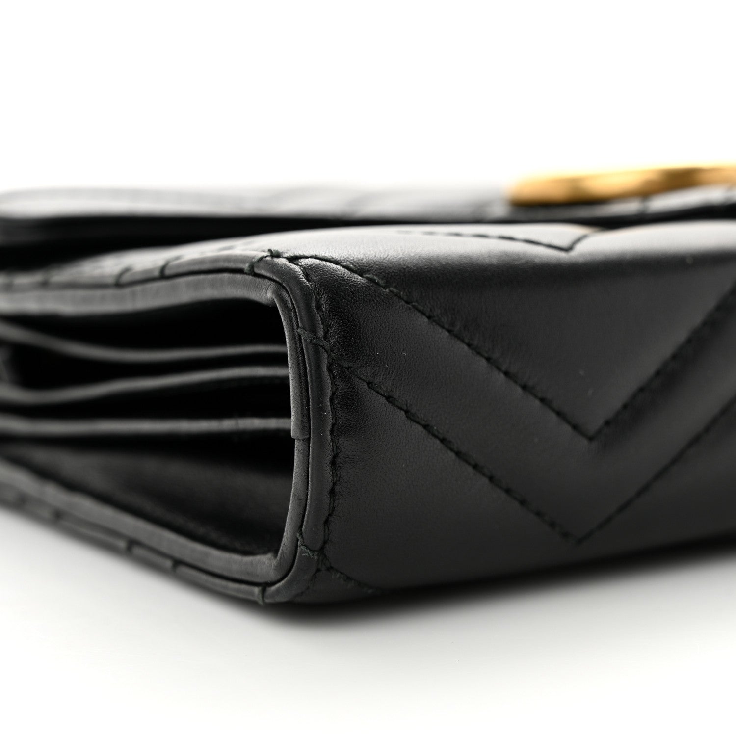 Gucci Calfskin Matelasse GG Marmont Chain Wallet Black 9 of 11