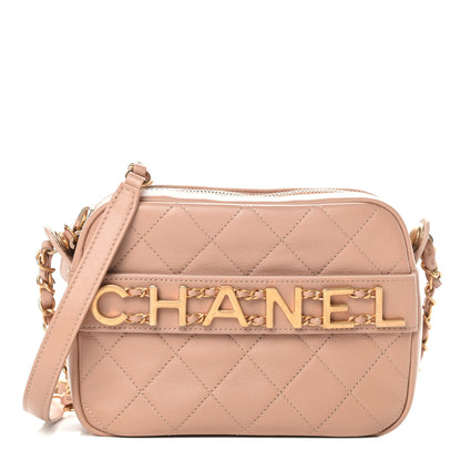 Chanel Calfskin Quilted Enchained Camera Case Bag Beige 1 of 11