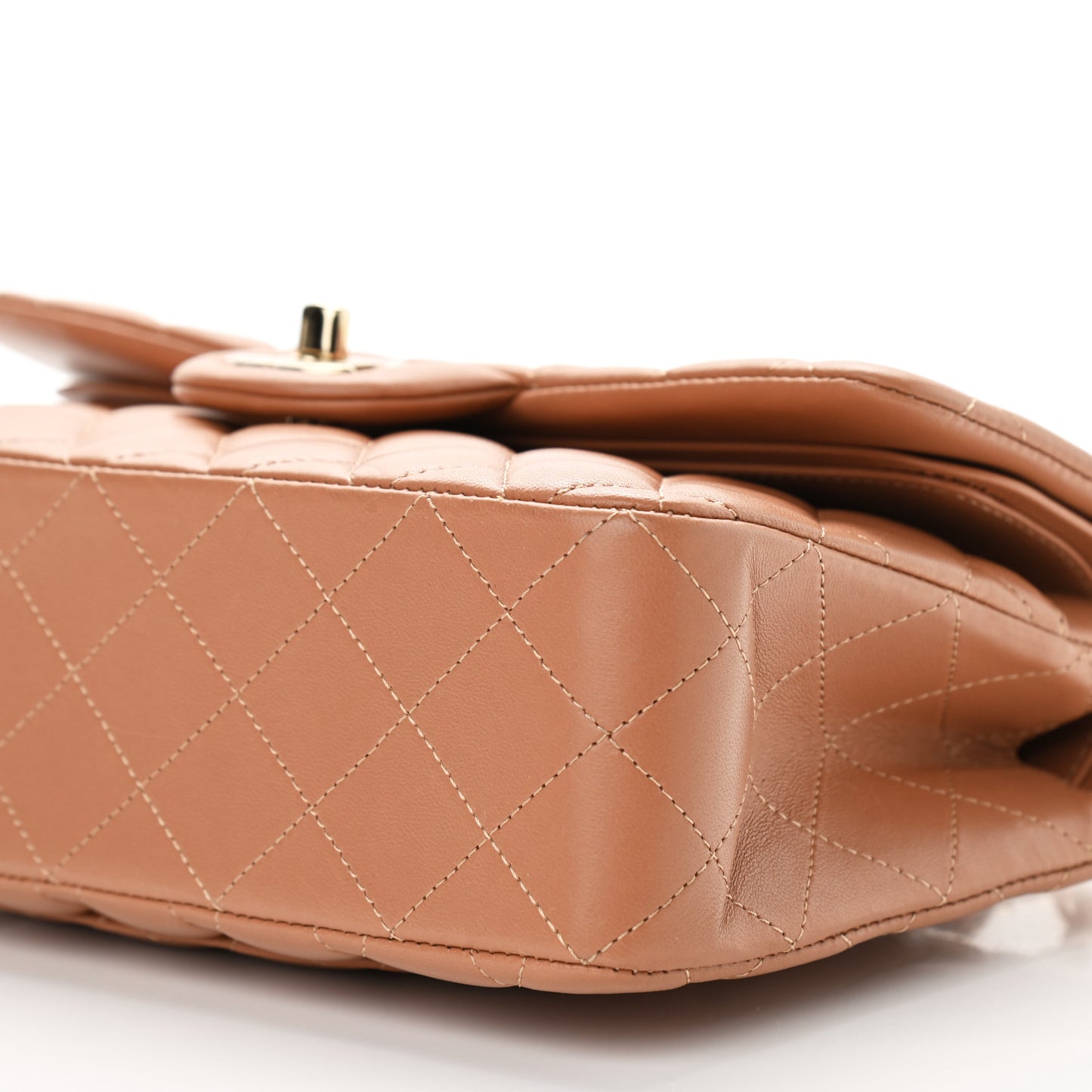 Lambskin Quilted Small Double Flap Brown