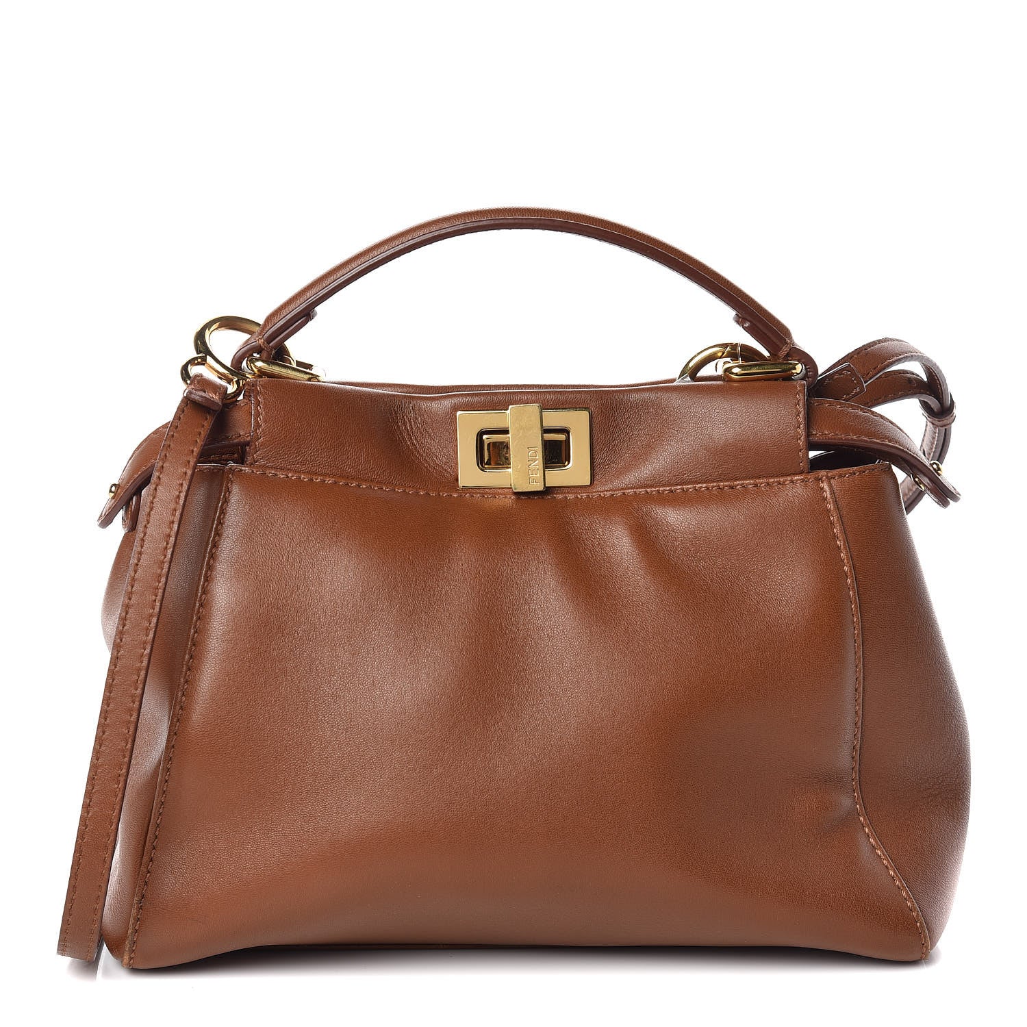 Fendi Nappa Mini Peekaboo Iconic Satchel Corteccia 1 of 10