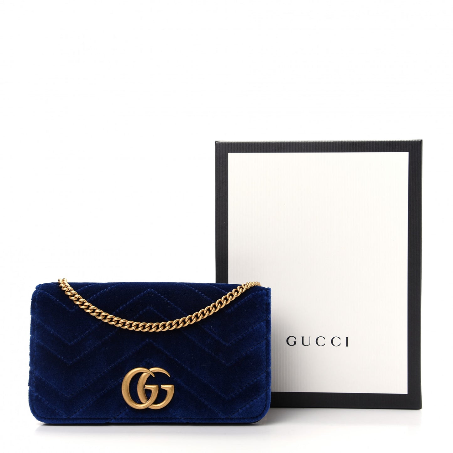 Velvet Matelasse GG Marmont Mini Bag Cobalt Blue