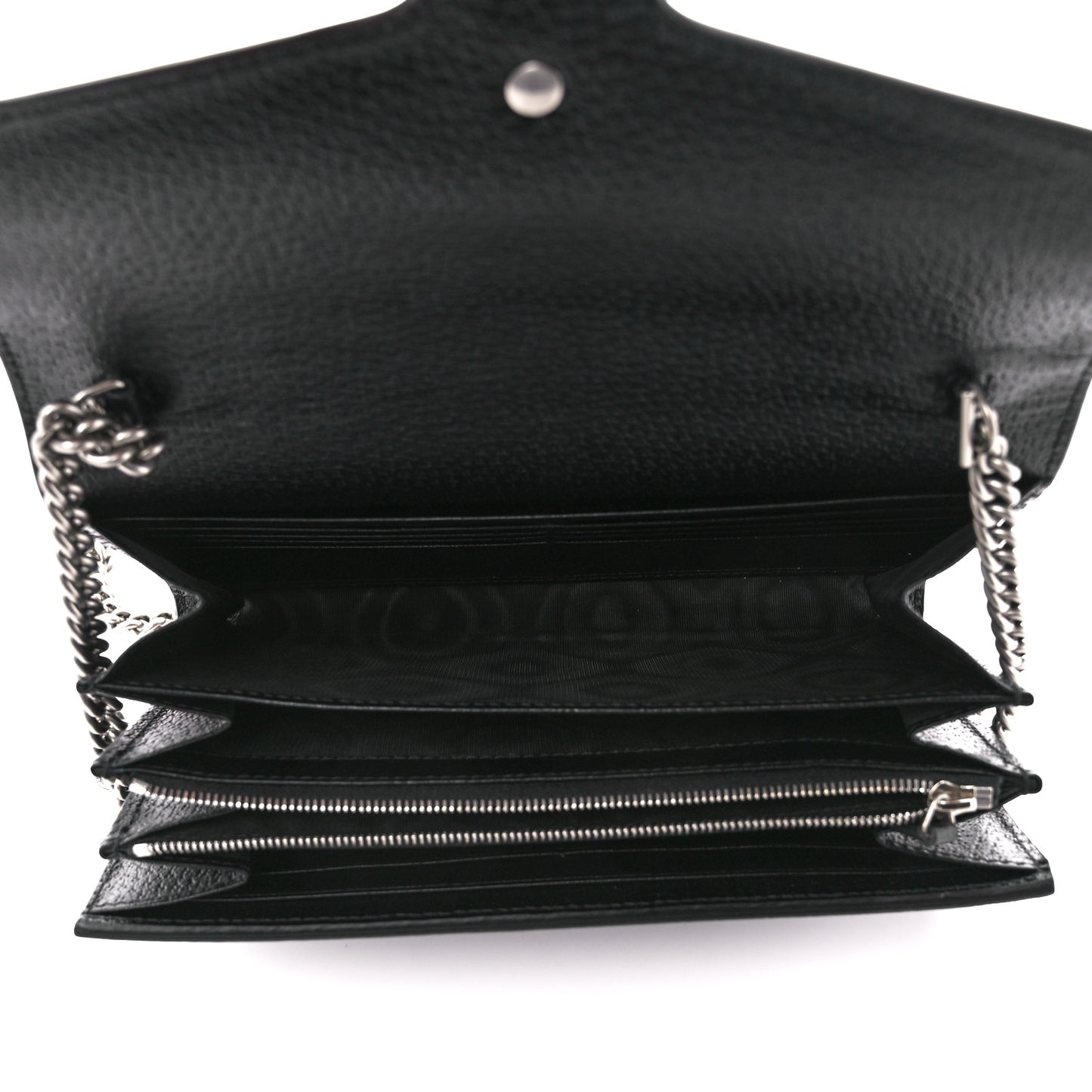 Jacquard Black Denim GG Monogram Mini Dionysus Chain Wallet Black Ivory