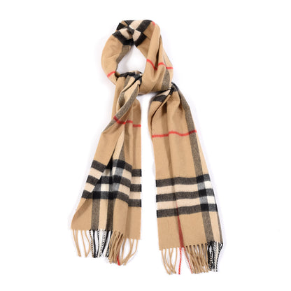 Burberry Cashmere Giant Check Fringe Scarf Archive Beige 1 of 4