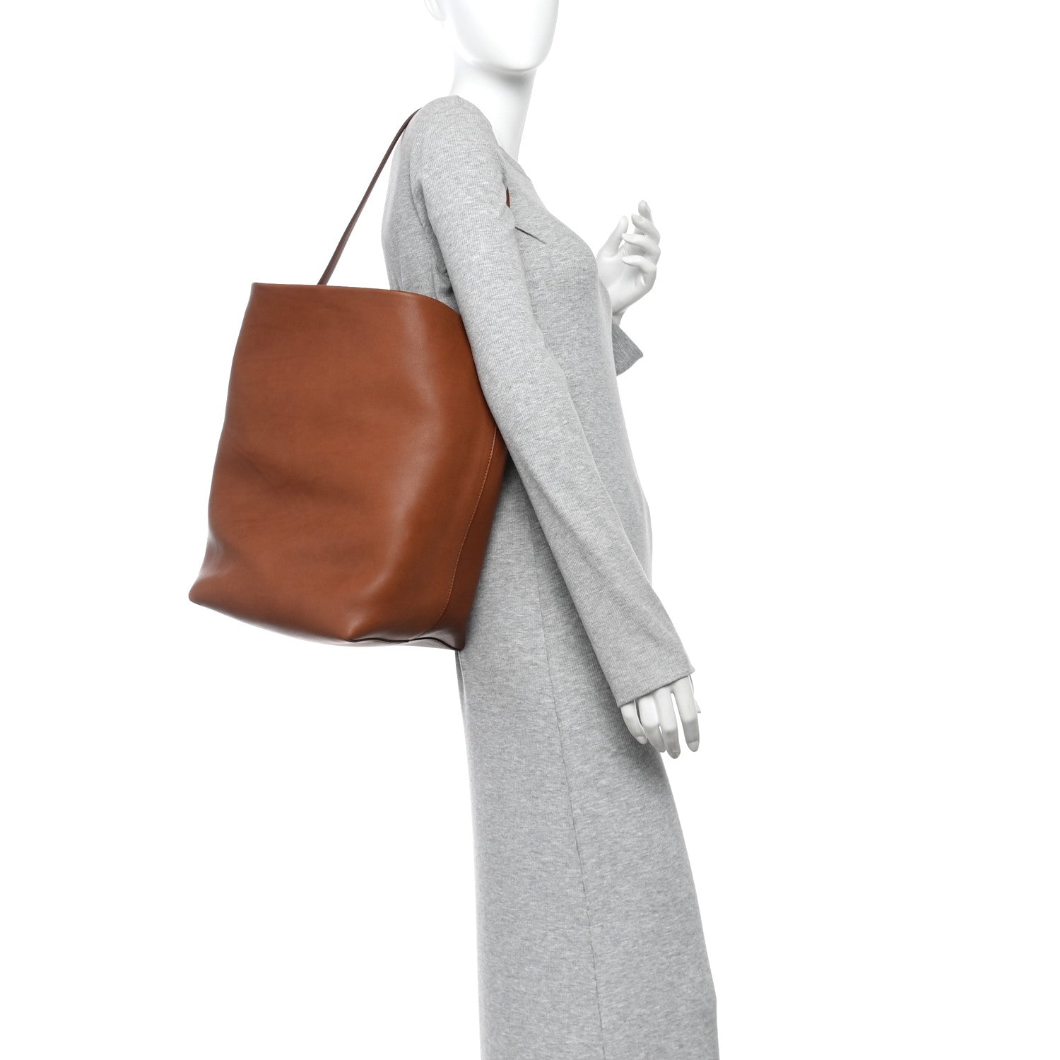 The Row Polished Saddle Calfskin Large N/S Park Tote Dark Cuir 2 of 9
