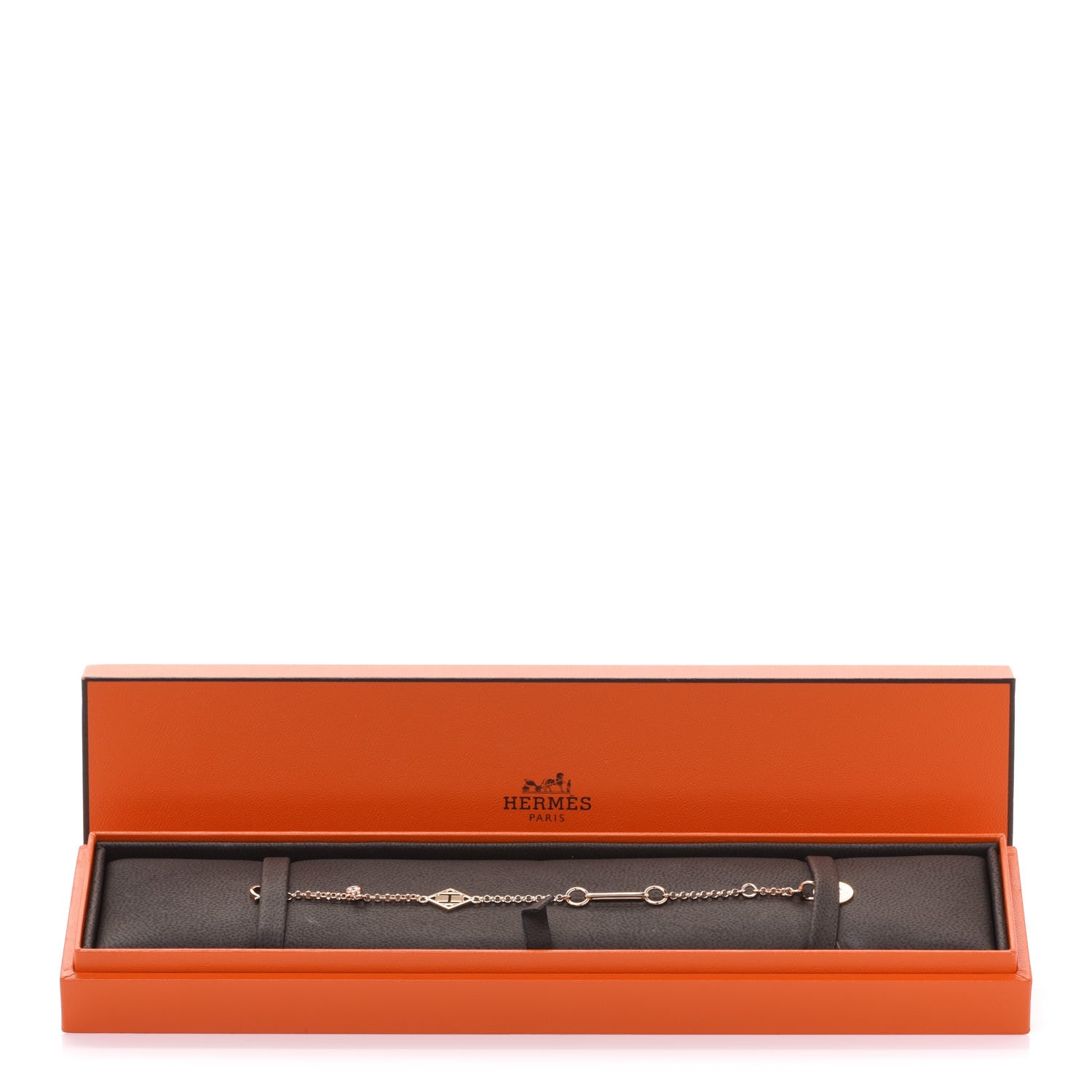 Hermes 18K Rose Gold Diamond Gambade Bracelet XS 6 of 6