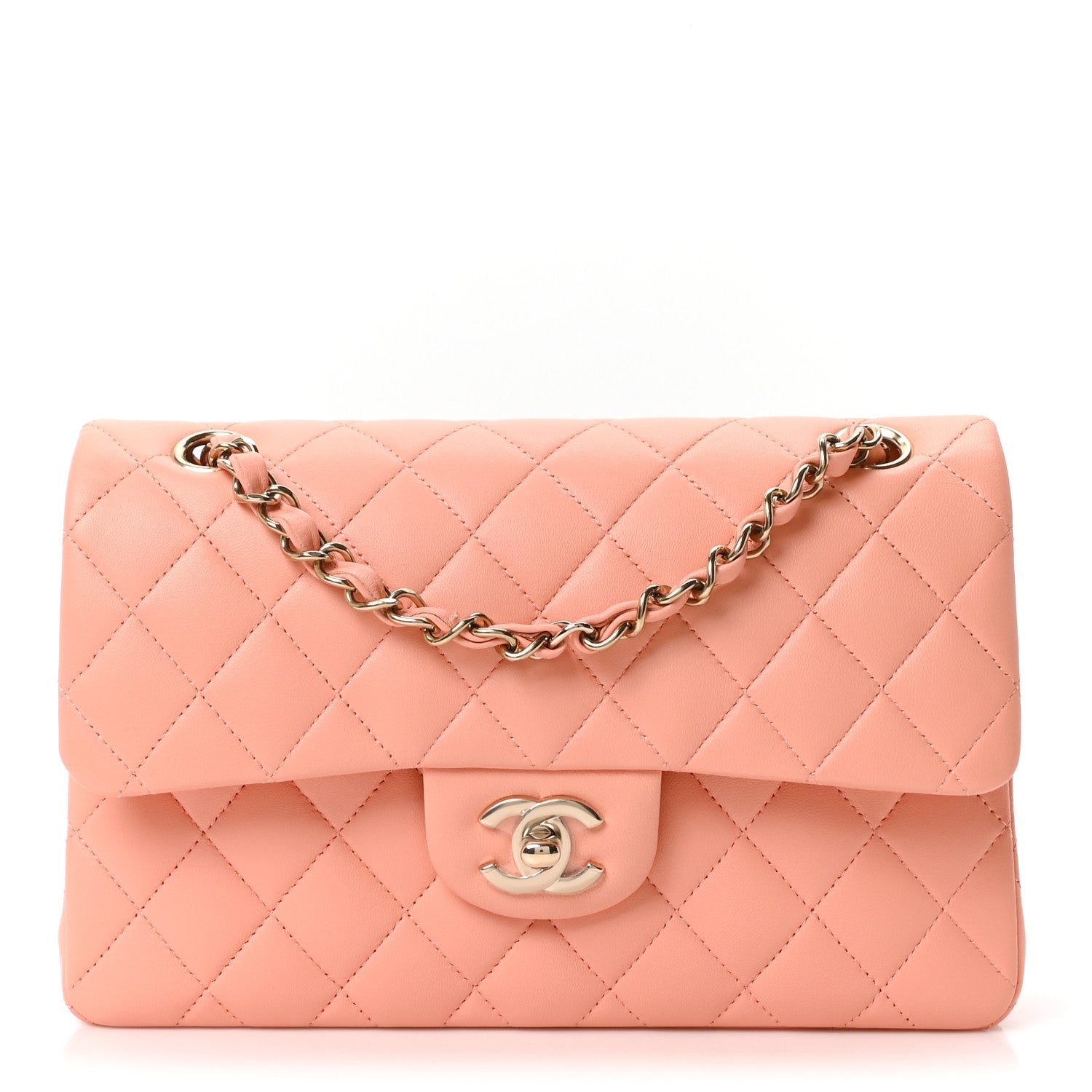 Chanel Lambskin Quilted Small Double Flap Light Orange 1 of 10