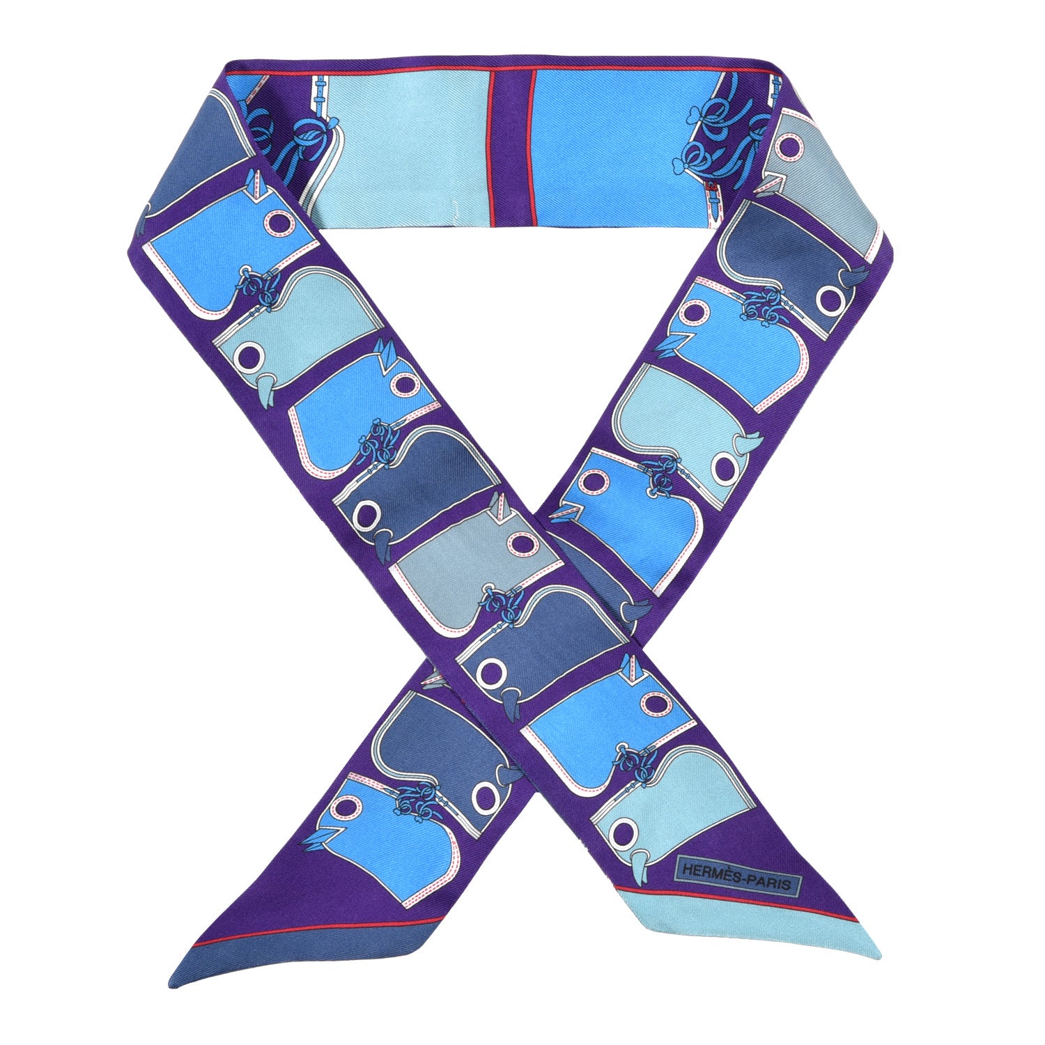 Hermes Silk Camails Twilly Scarf Violet Azure Celado 1 of 3