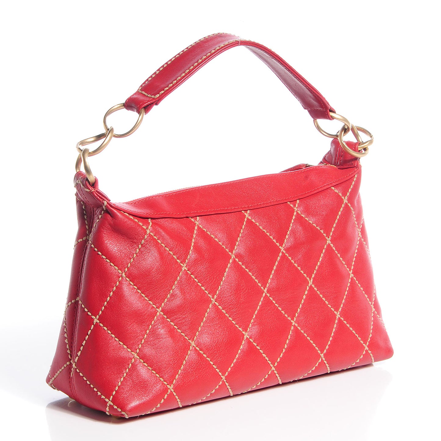 Leather Quilted Surpique Hobo Red