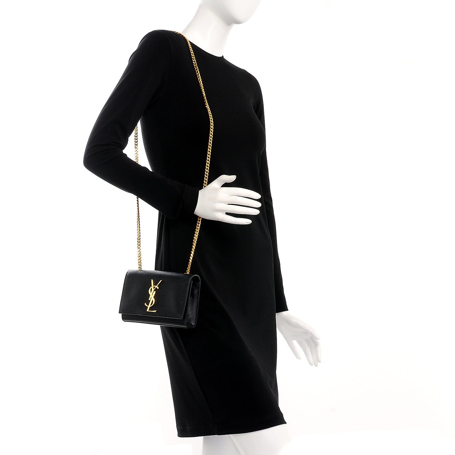 Saint Laurent Grain De Poudre Small Monogram Kate Satchel Black 2 of 6