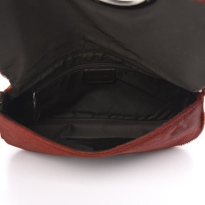 Christian Dior Pony Hair Trotter Maris Pearl Shoulder Bag Dark Red 5 of 10