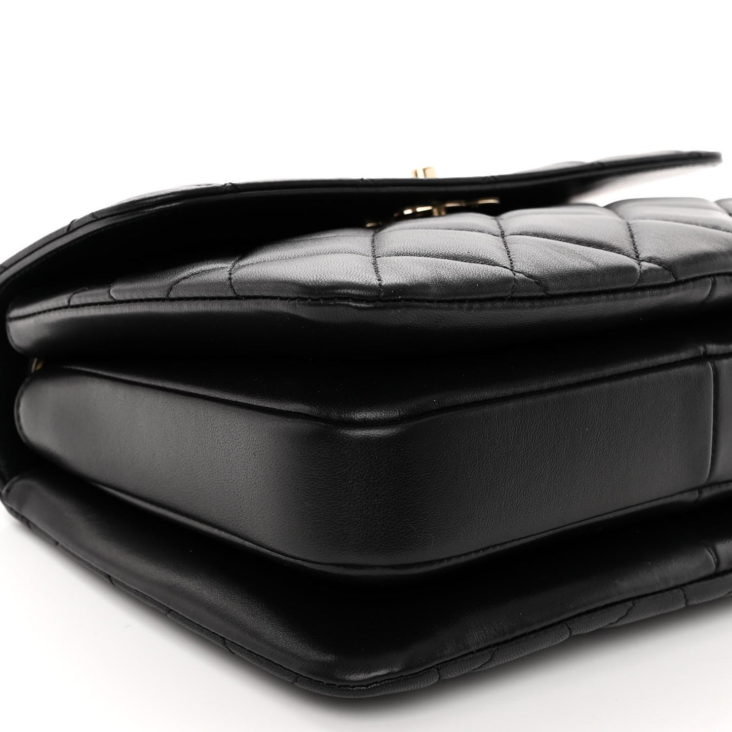 Lambskin Quilted Small Trendy CC Chain Dual Handle Flap Bag Black