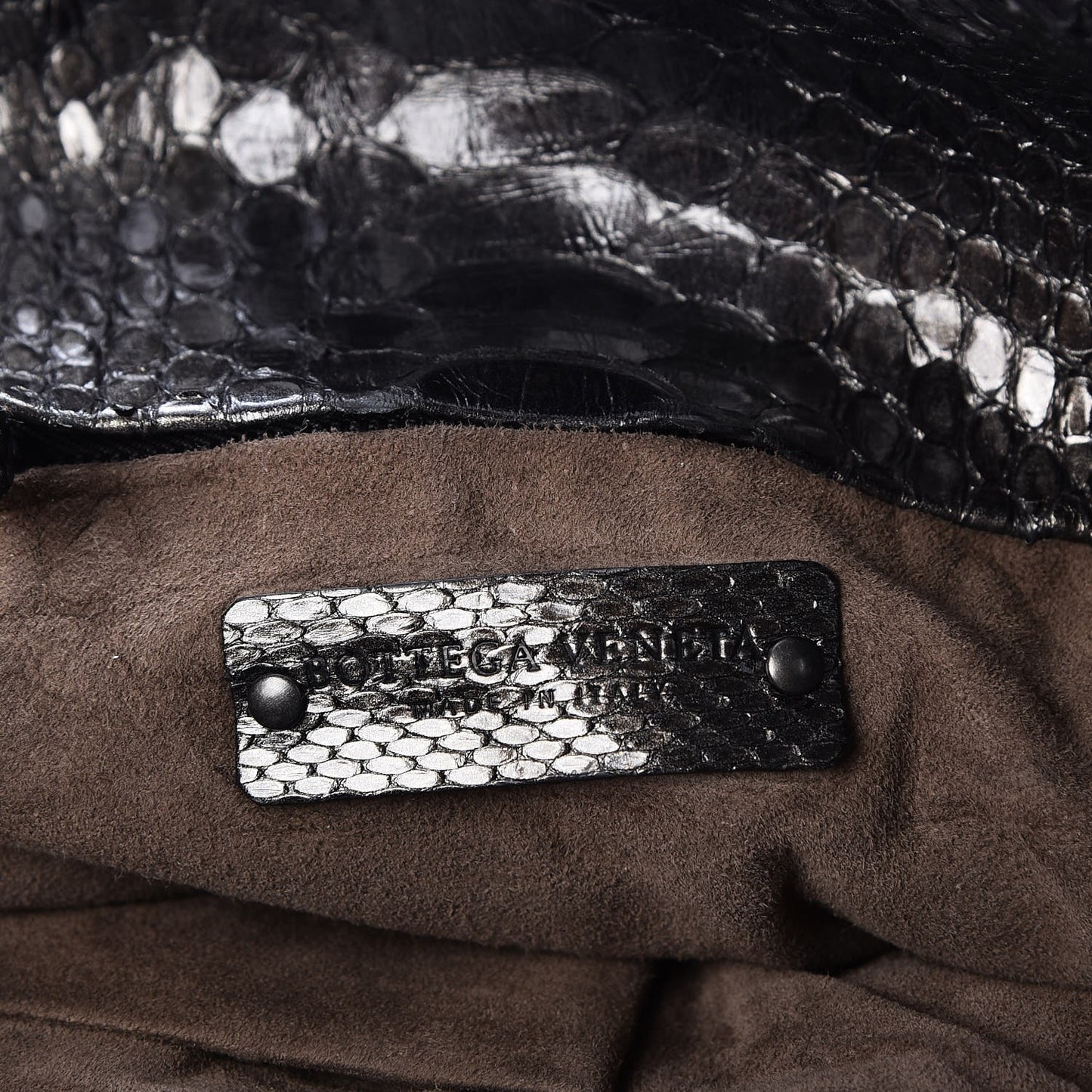 Metallic Python Shoulder Bag Flannel