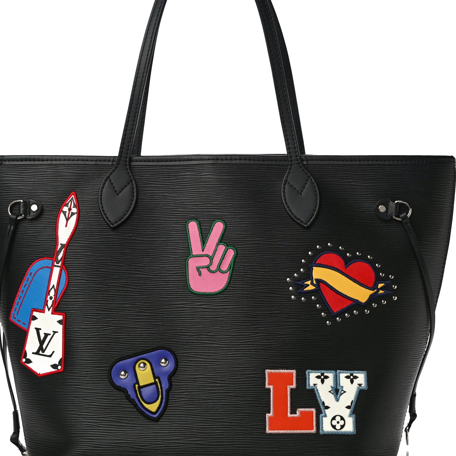 Louis Vuitton Epi Stickers Neverfull MM Black 9 of 12