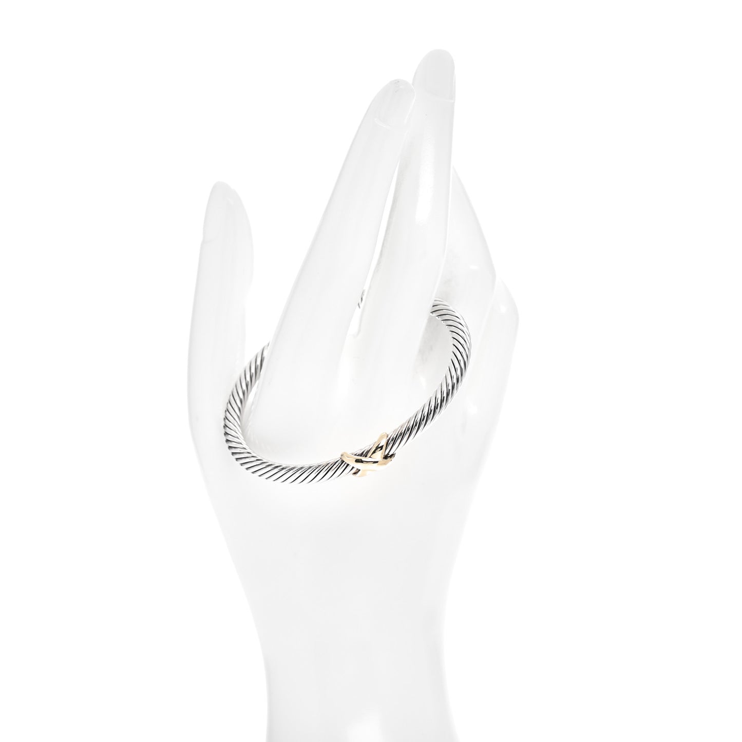Sterling Silver 14K Yellow Gold 5mm X Station Cable Bracelet
