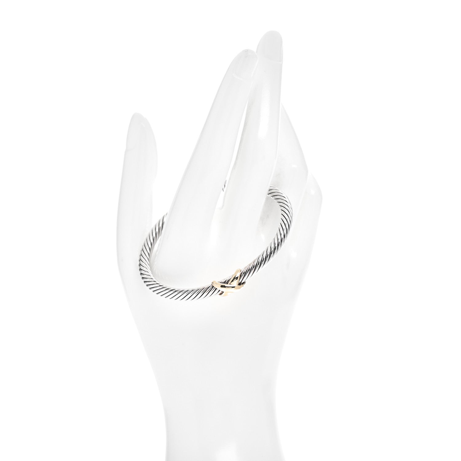 David Yurman Sterling Silver 14K Yellow Gold 5mm X Station Cable Bracelet 2 of 4