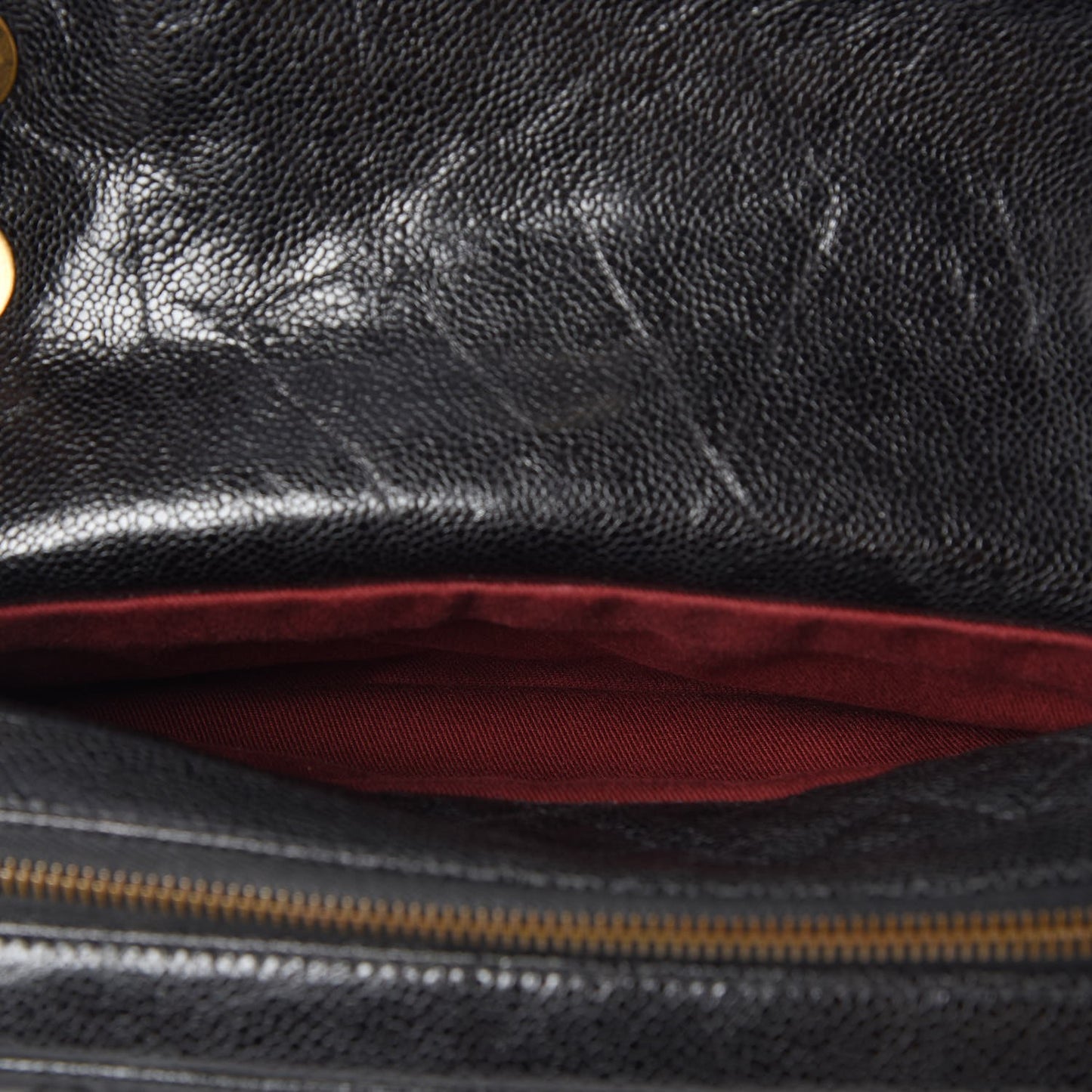 Crumpled Grained Calfskin Quilted Small Shiva Flap Black