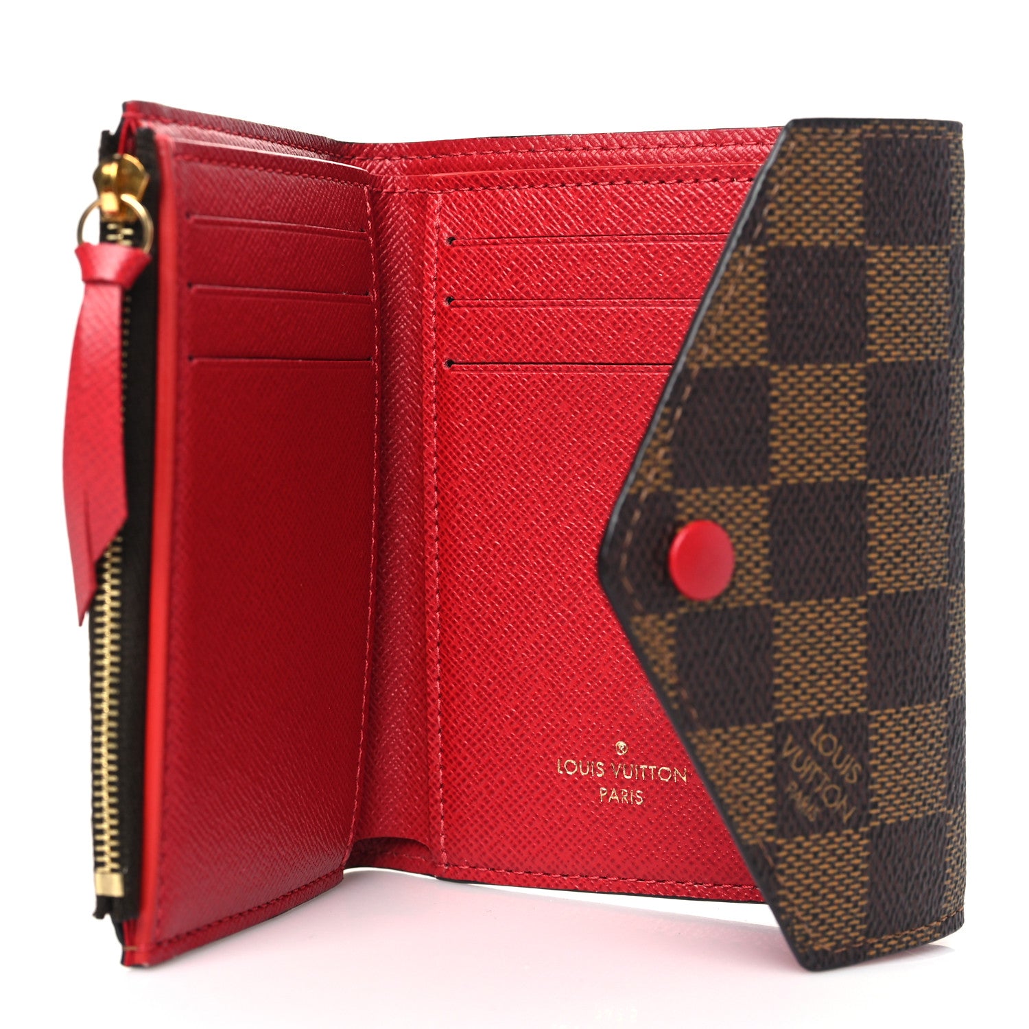 Louis Vuitton Damier Ebene Victorine Wallet Red 5 of 8