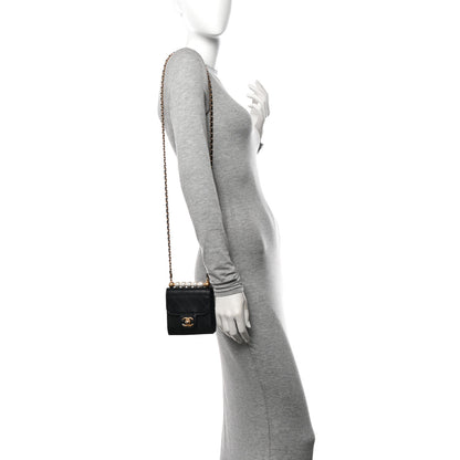 Chanel Goatskin Chic Pearls Clutch On Chain Black 2 of 13