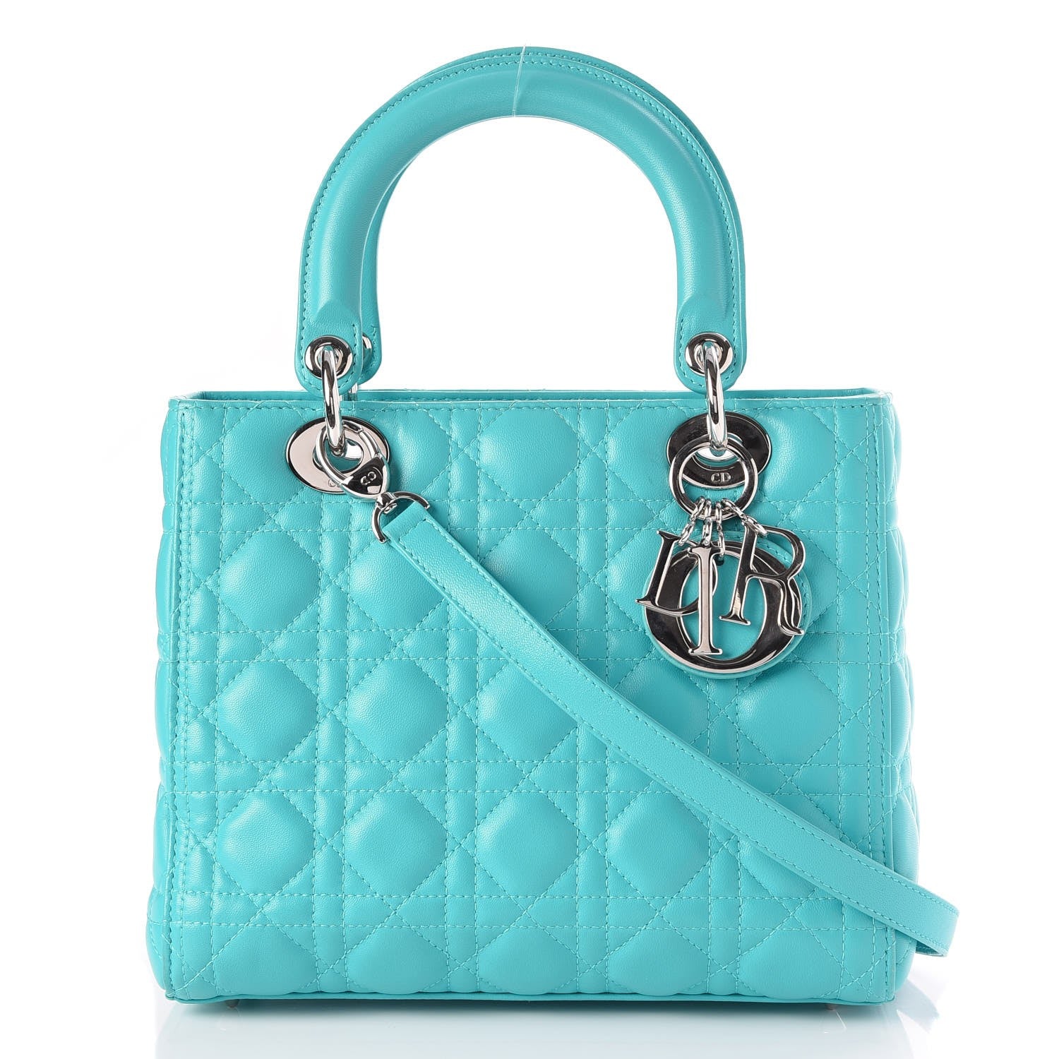 Christian Dior Lambskin Cannage Medium Lady Dior Turquoise 1 of 8