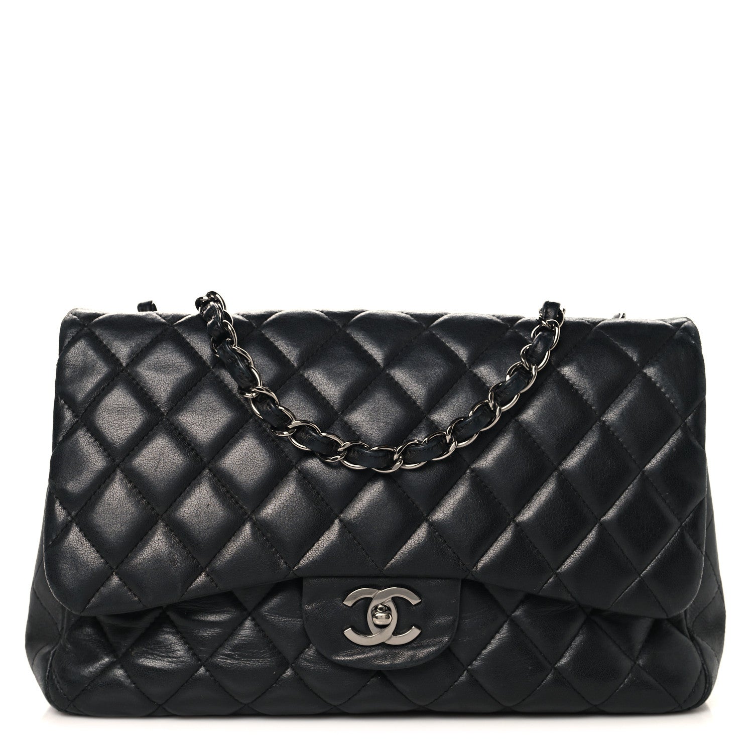 Chanel Lambskin Quilted Jumbo Single Flap Black 1 of 10